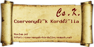 Cservenyák Kordélia névjegykártya
